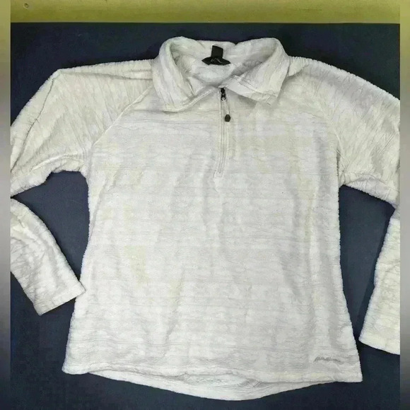 Eddie Bauer 1/4 Zip lightweight jacket Women’s XL white cream pattern 0615 - Picture 1 of 7
